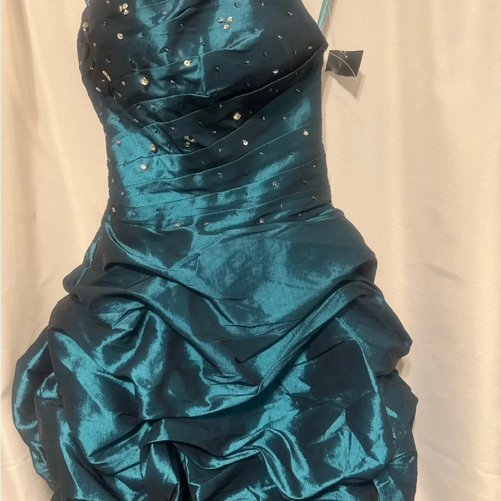 Cinderella Teal One Shoulder Dress - Picture 3 of 12